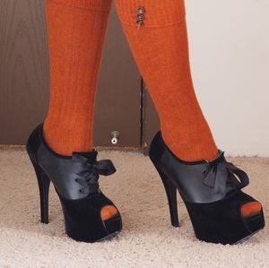 Pleaser Bordello velvet peep toe heels